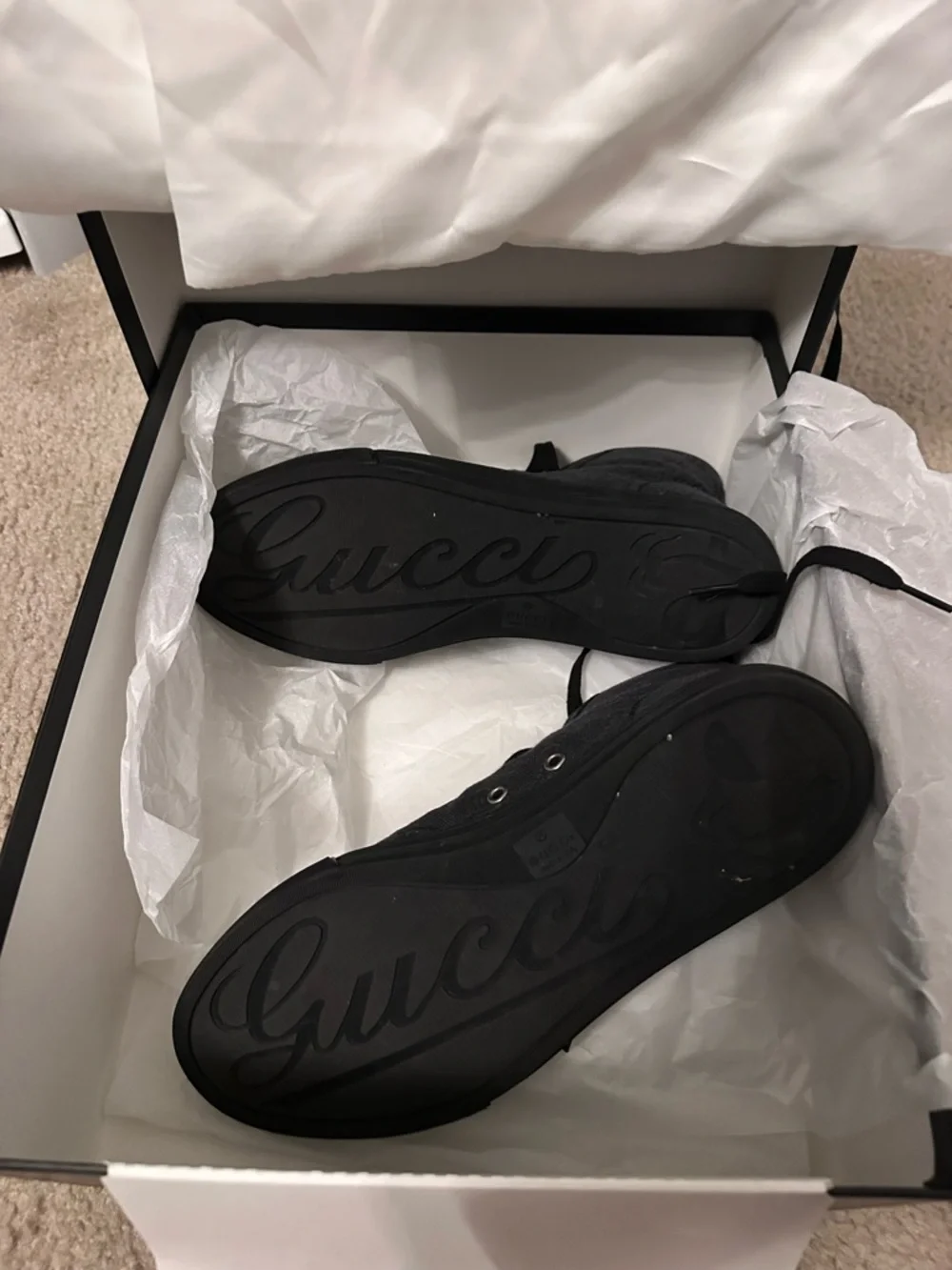 Gucci Men's High-Top GG Canvas Sneaker in Black